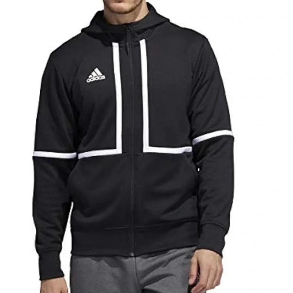 Adidas Under The Lights black w/white accents full zip up sweatshirt hoodie Sz L